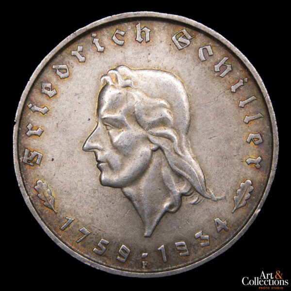 Alemania (3er. Reich) 5 reichsmark 1934 F - Friedrich Schiller