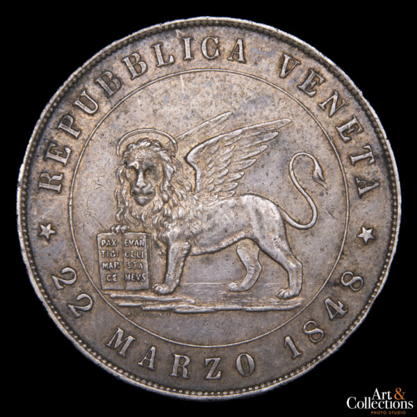 Italia - (Venecia, bajo dominio austriaco) 5 liras 1848 V - Imagen 2