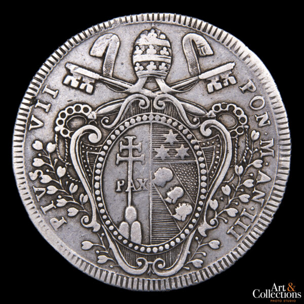 Estados Papales (Vaticano) 1 scudo 1802 III R - Imagen 2