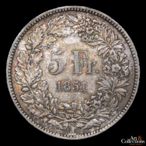 Suiza (Confederacion Helvetica) 5 francos 1851A