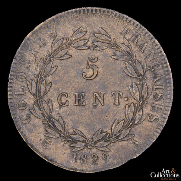 Colonias Francesas 5 centimes 1829A Hermosa condicion