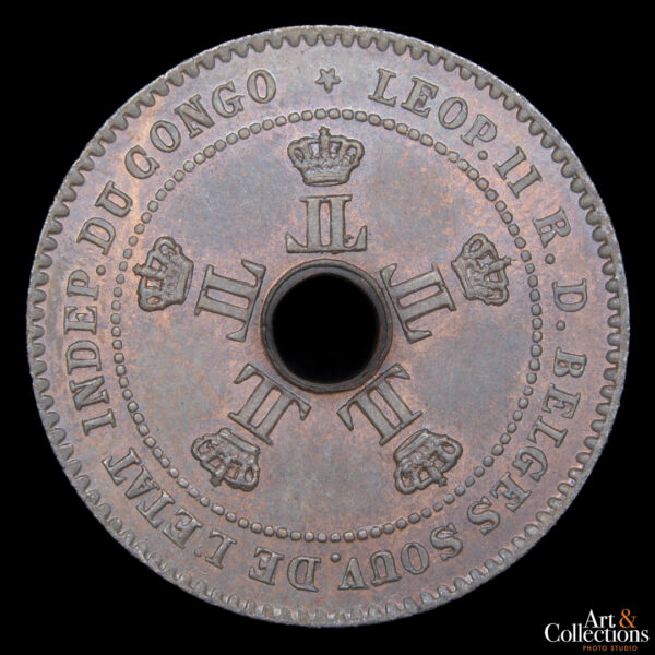 Congo, Estado Libre, 2 centimes 1888 Leopoldo II - Imagen 2