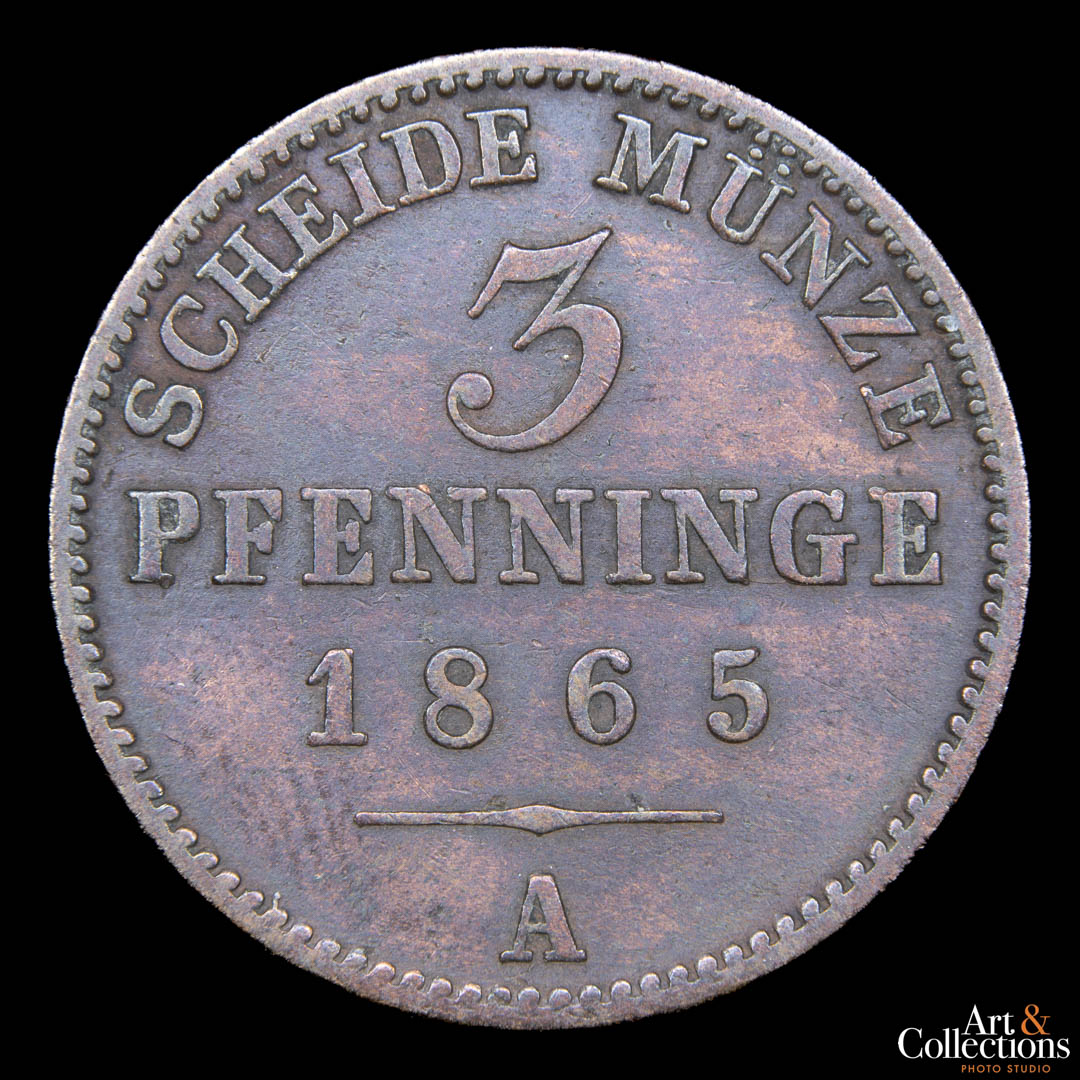 Prusia 3 pfennig 1865