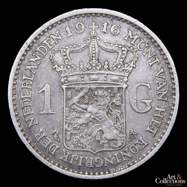 Paises Bajos 1 gulden 1916 - Reina Guillermina - Imagen 2