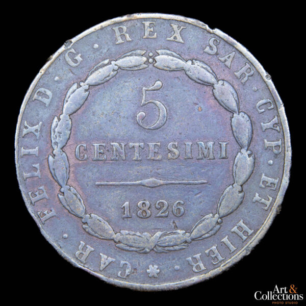 Italia (Reino de Cerdeña) 5 centesimi 1826 - Carlo Felice