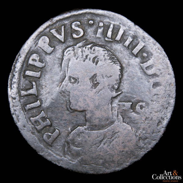 Italia (Reino de Napoles) 1 Pubblica o 3 tornesi 1622-1623 MC - Filipo IV de España - Imagen 2