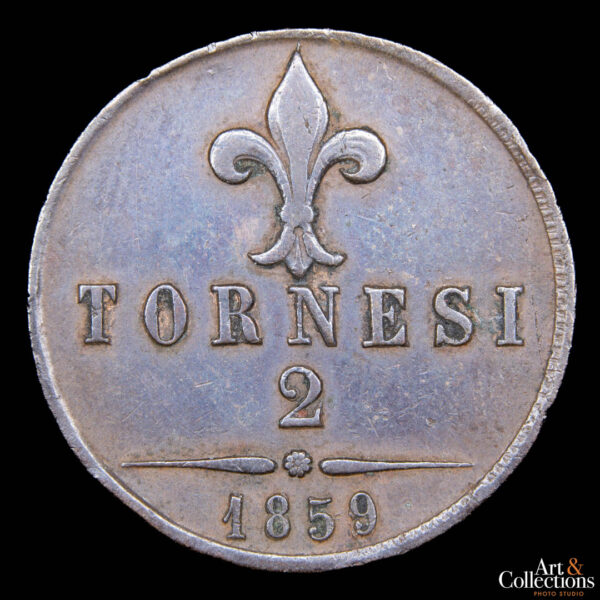 Italia (Napoles-Reino de las dos Sicilias) 2 tornesi 1859 - Francisco II
