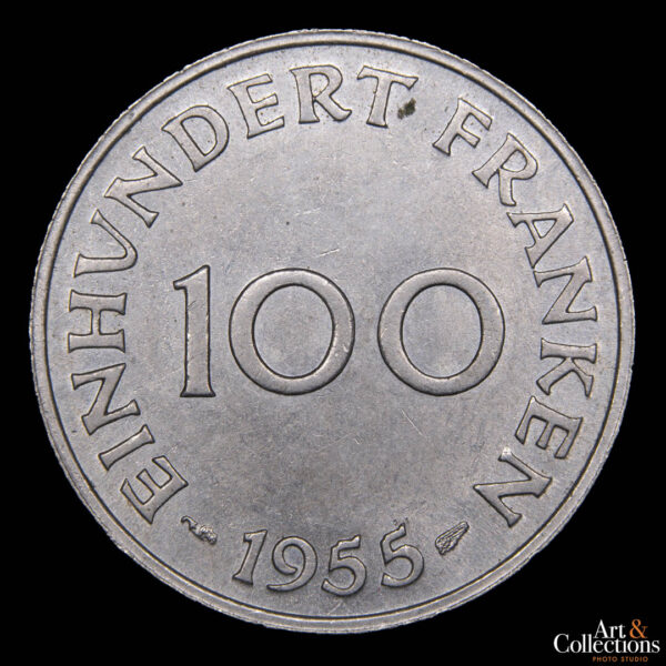 Saarland 100 franken 1955 UNC