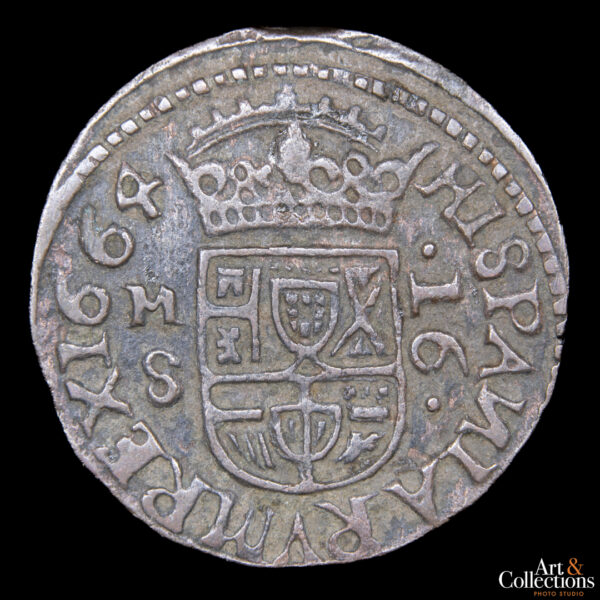 España 16 maravedies 1664 S Madrid- Felipe IV