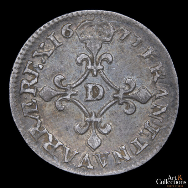 Francia 4 sols 1677D Rey Luis XIV