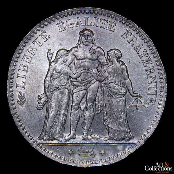 Francia, 3era Republica 5 francos 1876A - Imagen 2