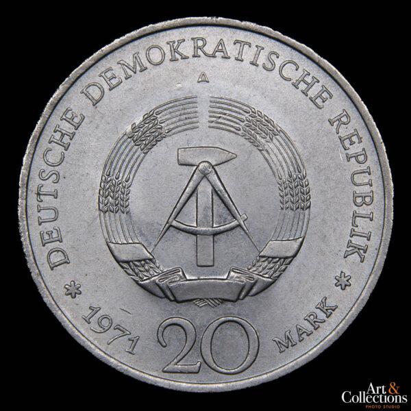 Alemania Democratica 20 marcos 1971 A - 85° cumpleaños de Ernest Thalmann