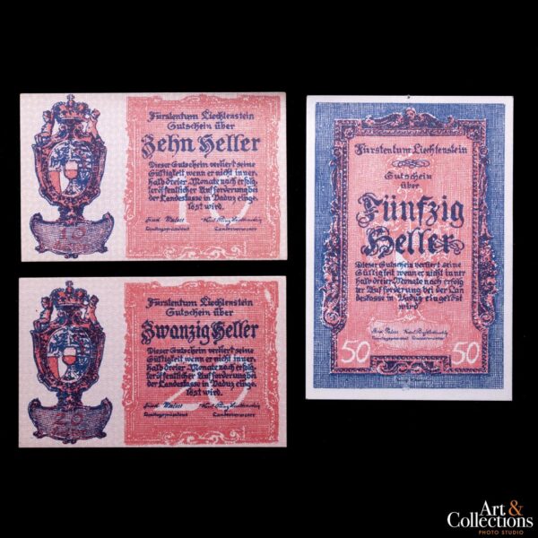 Liechtenstein. set 10 heller - 20 heller - 50 heller 1920