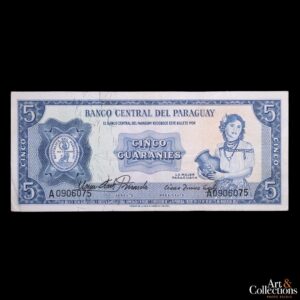 Paraguay 5 guaranies L.1952 (1963) P.194 VF+ Azul