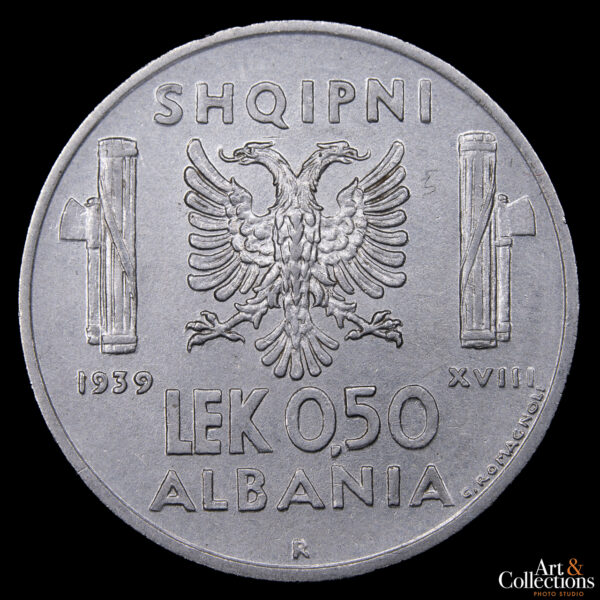 Albania 0,50 Lek 1939 - Ocupación Italiana. Magnética