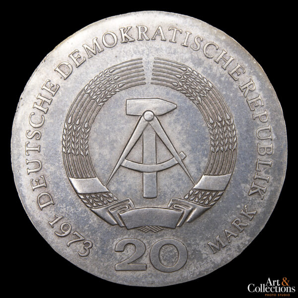 Alemania Democrática 20 Marcos 1973 - 60º Aniversario de la Muerte de August Bebel - Imagen 2