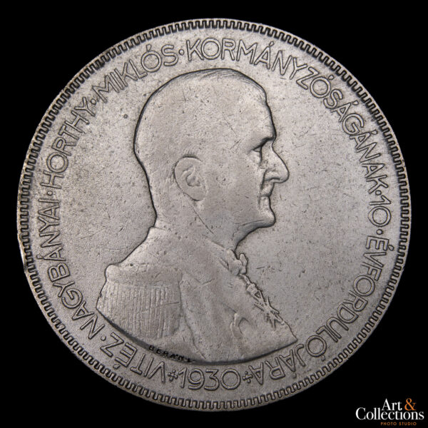 Hungría 5 Pengo 1930 BP - 10º Aniversario de la Regencia del Almirante Horthy - Imagen 2
