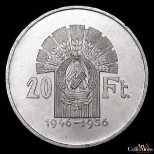 Hungría 20 Forint 1956 – 10º Aniversario del Forint – Puente de las Cadenas Széchenyi en Budapest