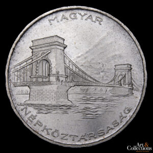 Hungría 20 Forint 1956 – 10º Aniversario del Forint – Puente de las Cadenas Széchenyi en Budapest