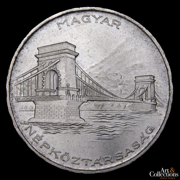 Hungría 20 Forint 1956 - 10º Aniversario del Forint - Puente de las Cadenas Széchenyi en Budapest