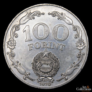 Hungría 100 Forint 1970 – 25º Aniversario de la Liberación.  Monumento a la Estatua de la Libertad en Budpest