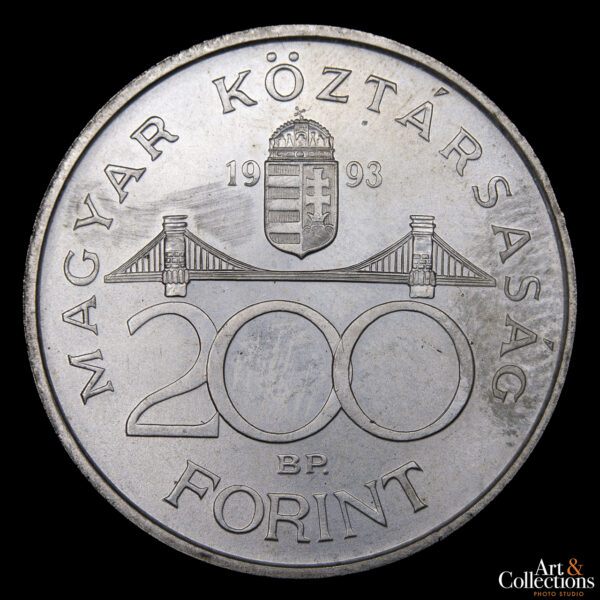 Hungría 200 Forint 1993 - Puente de Erzsébet y Banco Nacional Húngaro - Imagen 2