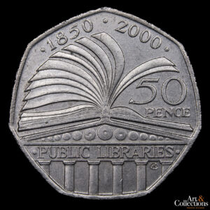 Gran Bretaña 50 Pence 2000 – 150º Aniversario – Acta de las Bibliotecas Públicas de 1850