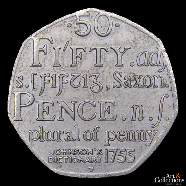 Gran Bretaña 50 Pence 2005 - 250º Aniversario - Publicación del Diccionario de la Lengua Inglesa de Samuel Johnson