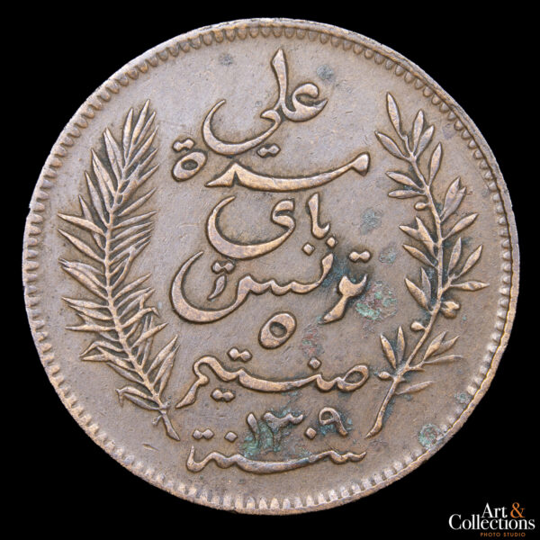 Túnez 5 Centimes 1892 - Protectorado Francés - Imagen 2