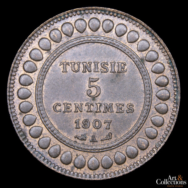 Túnez 5 Centimes 1907 - Protectorado Francés