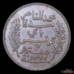 Túnez 5 Centimes 1907 – Protectorado Francés