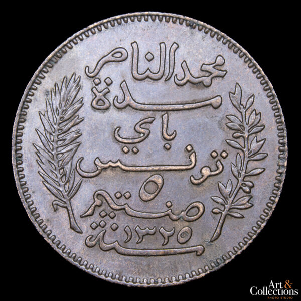 Túnez 5 Centimes 1907 - Protectorado Francés - Imagen 2