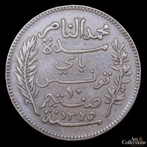 Túnez 10 Centimes 1907 –  Protectorado Francés
