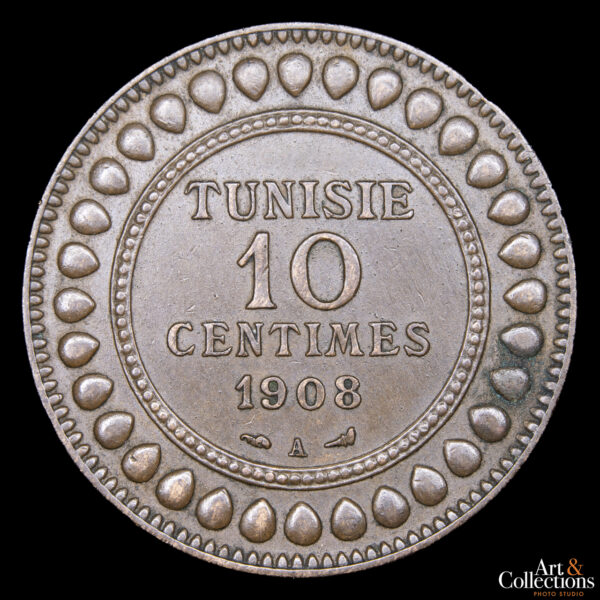 Túnez 10 Centimes 1908 - Protectorado Francés