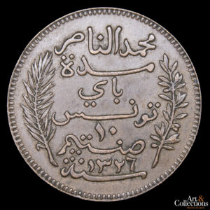 Túnez 10 Centimes 1908 – Protectorado Francés