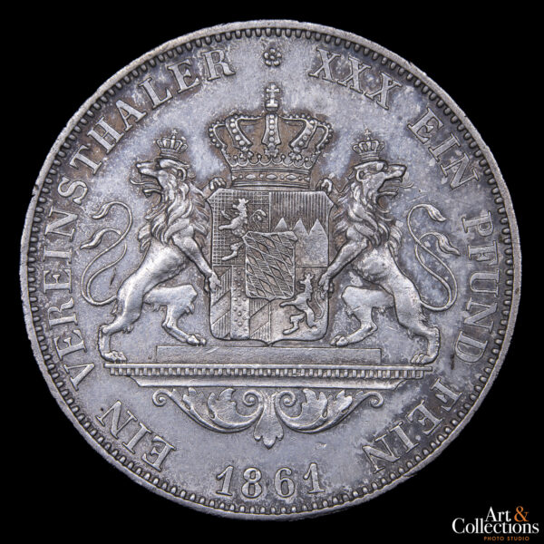 Alemania 1 Thaler 1861 - (Reino de Bavaria) - Imagen 2