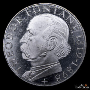 Alemania Federal 5 Marcos 1969 G – 150 aniversario del nacimiento de Theodor Fontane, escritor, poeta.