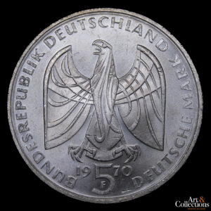 Alemania Federal 5 Marcos 1970 F – 200 aniversario del nacimiento de Ludwig van Beethoven