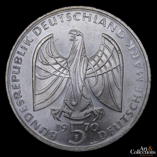 Alemania Federal 5 Marcos 1970 F - 200 aniversario del nacimiento de Ludwig van Beethoven - Imagen 2