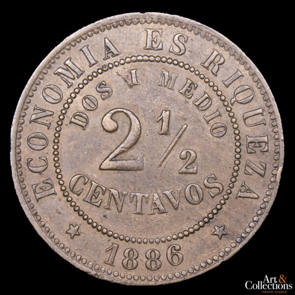 Chile 2 y 1/2 Centavos 1886 - Imagen 2