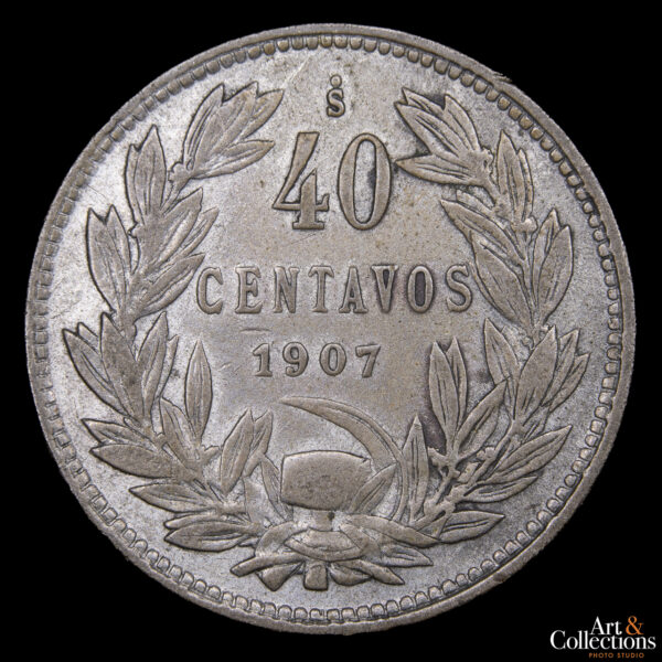 Chile 40 Centavos 1907 - Imagen 2