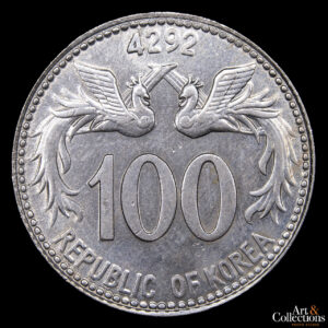 Corea del Sur 100 Hwan 1959 (KE 4292) – Imagen de Yi Seungman quien fue el primer presidente de Corea del Sur de 1948 a 1960