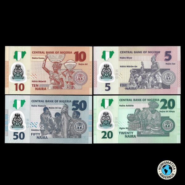Nigeria x4 (5-10-20-50) Naira 2009/10 - Imagen 2