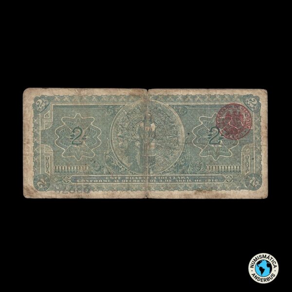 México (Gob. Provisional) 2 Pesos 1916 - Imagen 2
