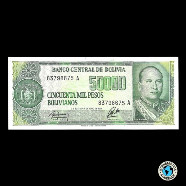 Bolivia 5 Centavos Sobre 50.000 Bolivianos 1987(ND)