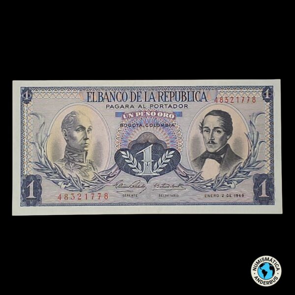 Colombia 1 Peso Oro 1969