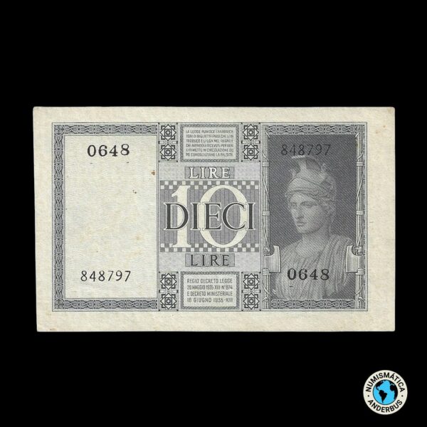 Italia 10 Liras 1939 - Imagen 2