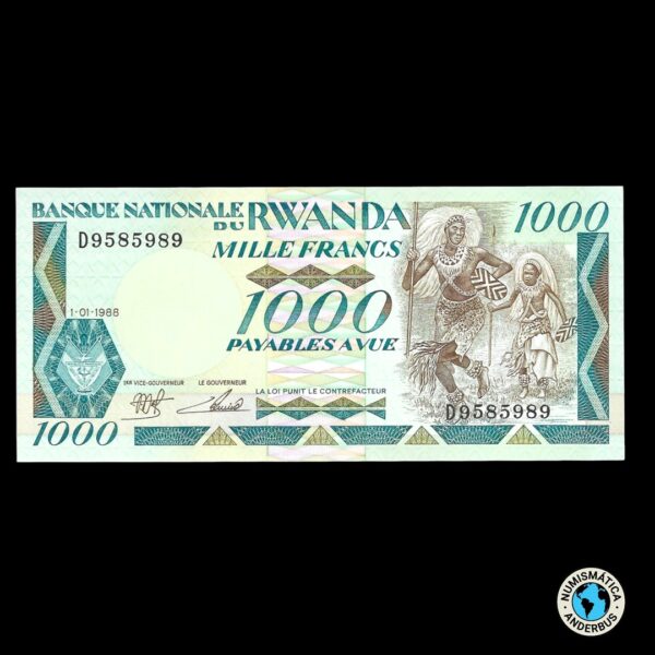 Ruanda 1.000 francos 1988 - Imagen 2