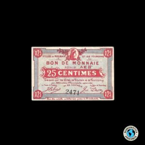 Francia Ville de Rubaix y Turcoring 25 centimes 1917