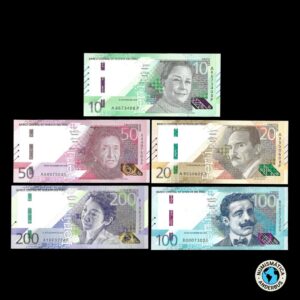 Peru serie x 5 billetes- 10, 20, 50, 100, y 200 soles 2019/2021